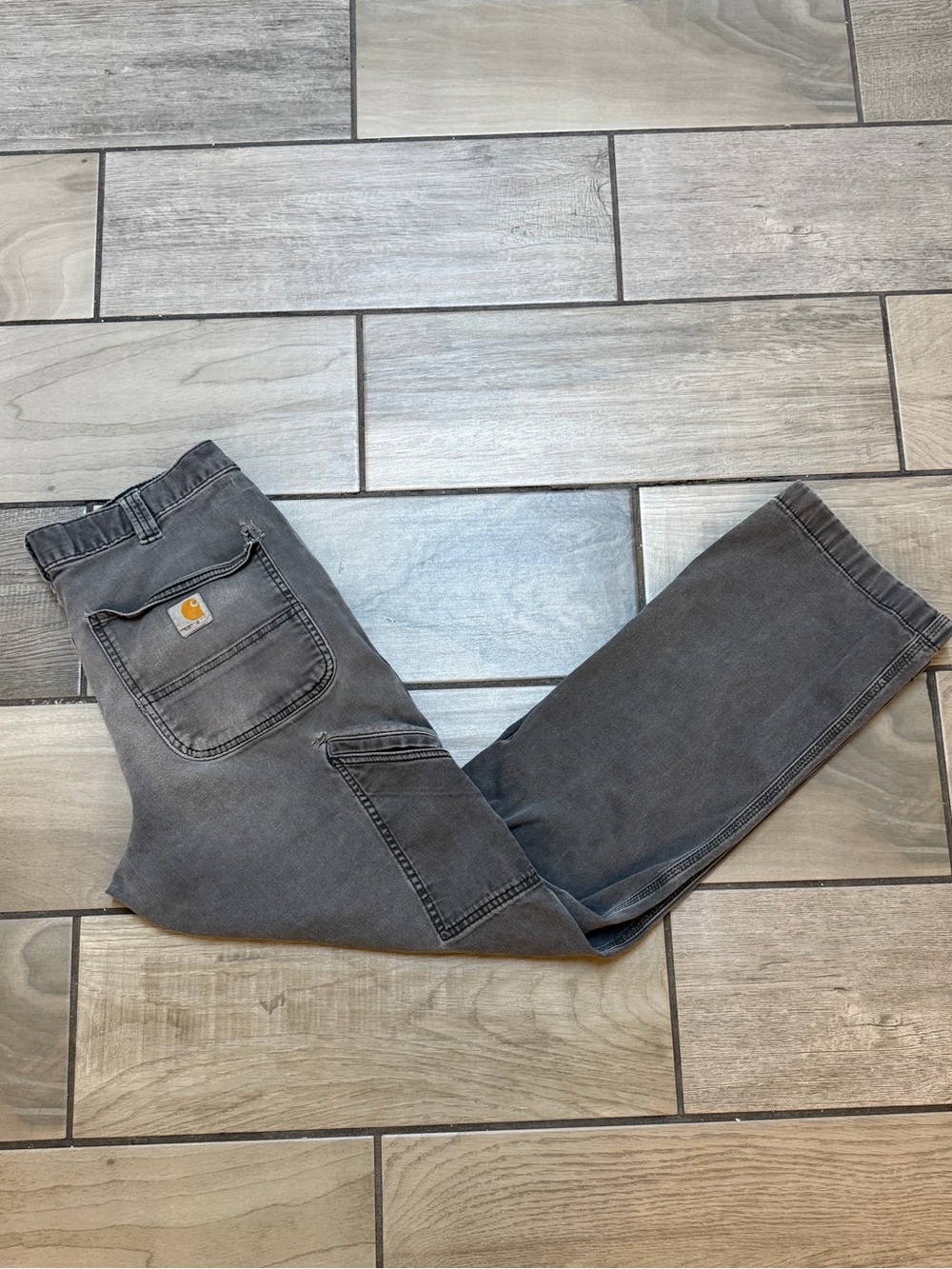 Carhartt Relaxed Fit Gray Washed Carpenter Cargo Work Pants